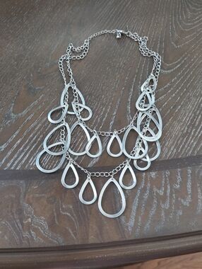 Silver Teardrop Multi-Layer Necklace - Women Jewelry